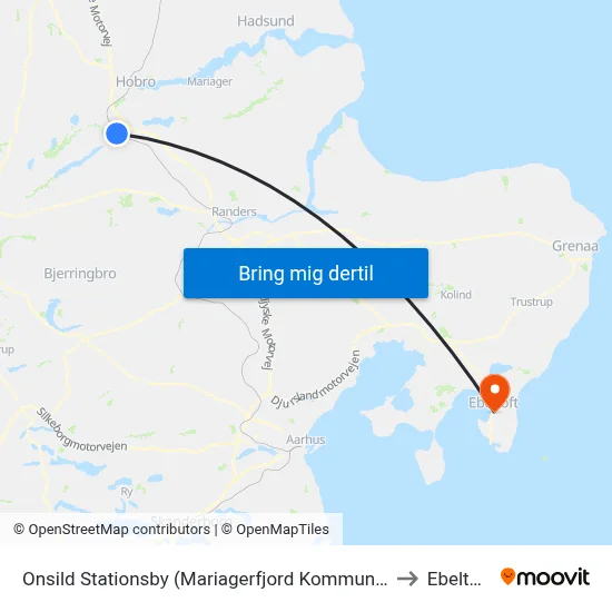 Onsild Stationsby (Mariagerfjord Kommune) to Ebeltoft map
