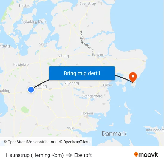 Haunstrup (Herning Kom) to Ebeltoft map
