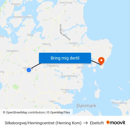 Silkeborgvej/Herningcentret (Herning Kom) to Ebeltoft map