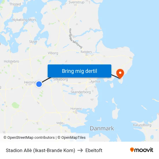 Stadion Allè (Ikast-Brande Kom) to Ebeltoft map