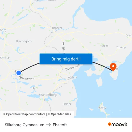 Silkeborg Gymnasium to Ebeltoft map