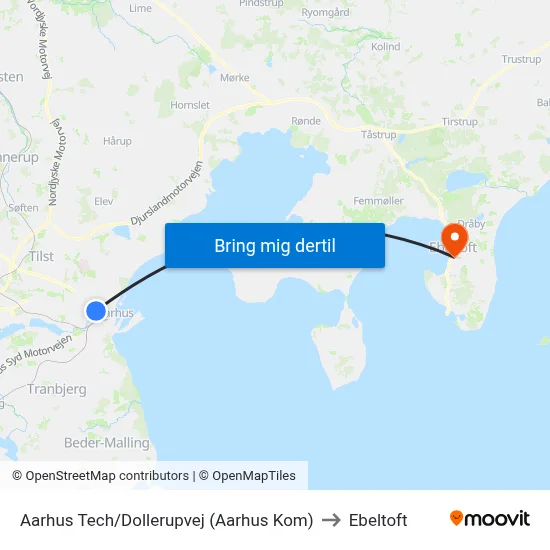 Aarhus Tech/Dollerupvej (Aarhus Kom) to Ebeltoft map