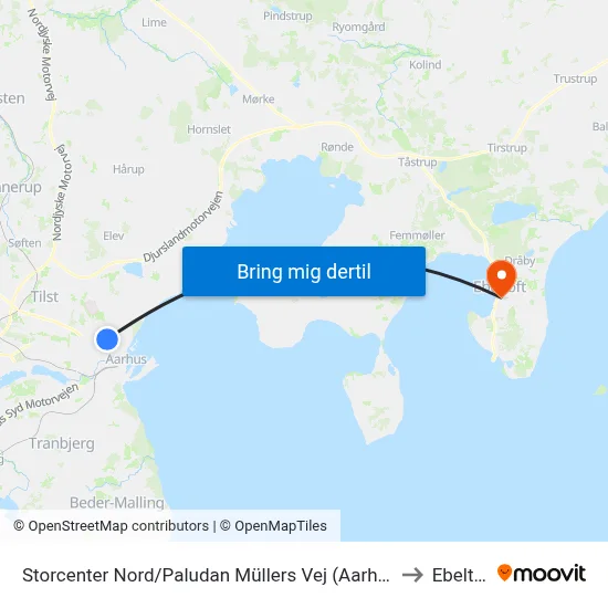 Storcenter Nord/Paludan Müllers Vej (Aarhus Kom) to Ebeltoft map