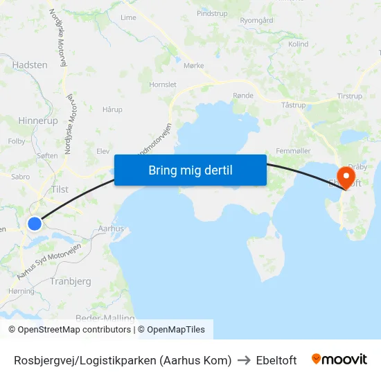 Rosbjergvej/Logistikparken (Aarhus Kom) to Ebeltoft map