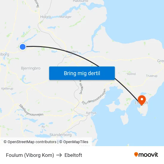 Foulum (Viborg Kom) to Ebeltoft map