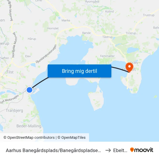 Aarhus Banegårdsplads/Banegårdspladsen (Flybus) to Ebeltoft map