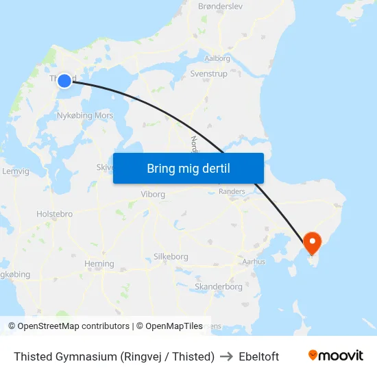 Thisted Gymnasium (Ringvej / Thisted) to Ebeltoft map