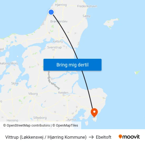 Vittrup (Løkkensvej / Hjørring Kommune) to Ebeltoft map