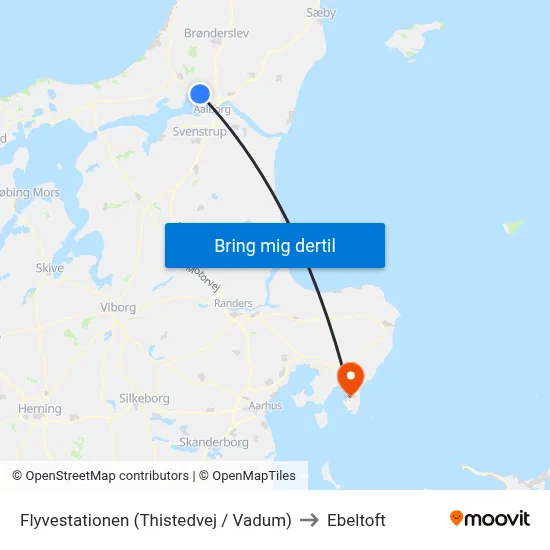 Flyvestationen (Thistedvej / Vadum) to Ebeltoft map