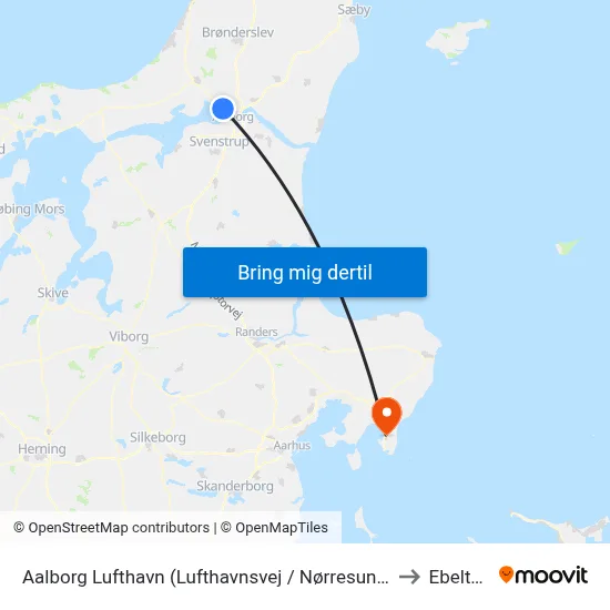 Aalborg Lufthavn (Lufthavnsvej / Nørresundby) to Ebeltoft map