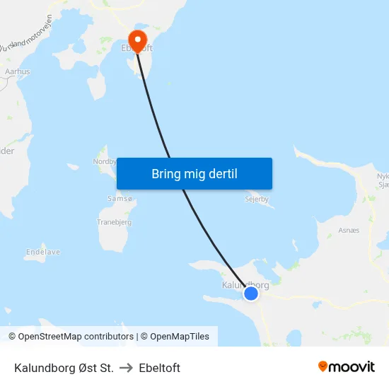 Kalundborg Øst St. to Ebeltoft map