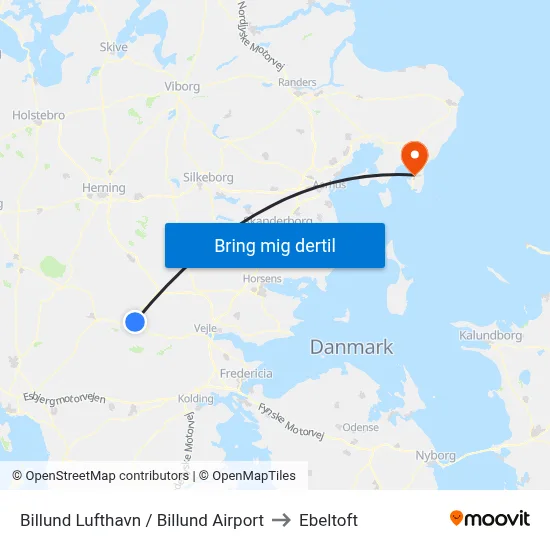 Billund Lufthavn / Billund Airport to Ebeltoft map