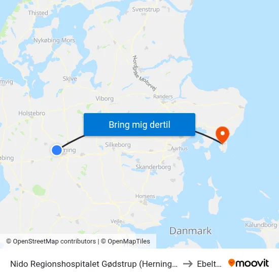 Nido Regionshospitalet Gødstrup (Herning Kom) to Ebeltoft map