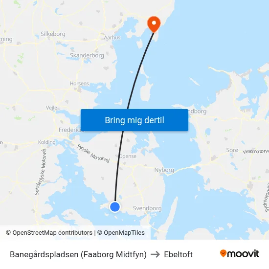Banegårdspladsen (Faaborg Midtfyn) to Ebeltoft map