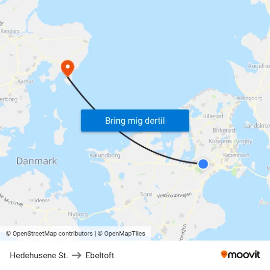 Hedehusene St. to Ebeltoft map