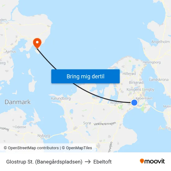 Glostrup St. (Banegårdspladsen) to Ebeltoft map