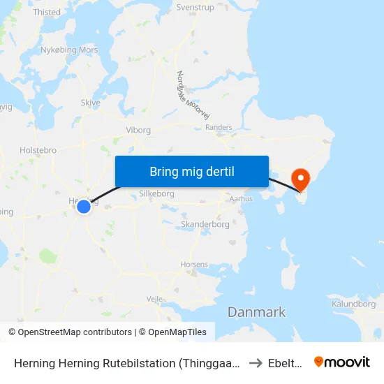 Herning Herning Rutebilstation (Thinggaard) to Ebeltoft map