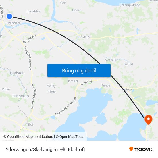 Ydervangen/Skelvangen to Ebeltoft map