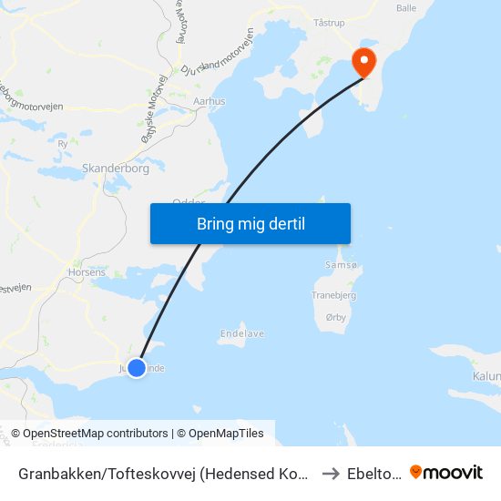 Granbakken/Tofteskovvej (Hedensed Kom) to Ebeltoft map