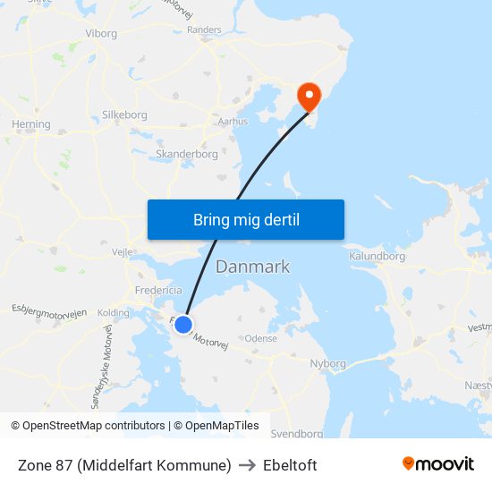 Zone 87 (Middelfart Kommune) to Ebeltoft map