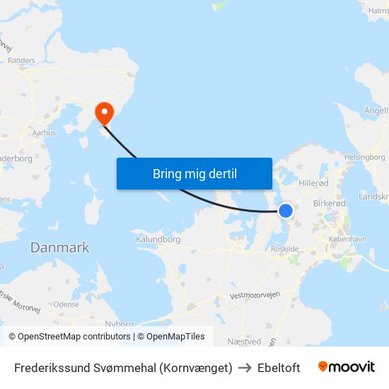 Frederikssund Svømmehal (Kornvænget) to Ebeltoft map