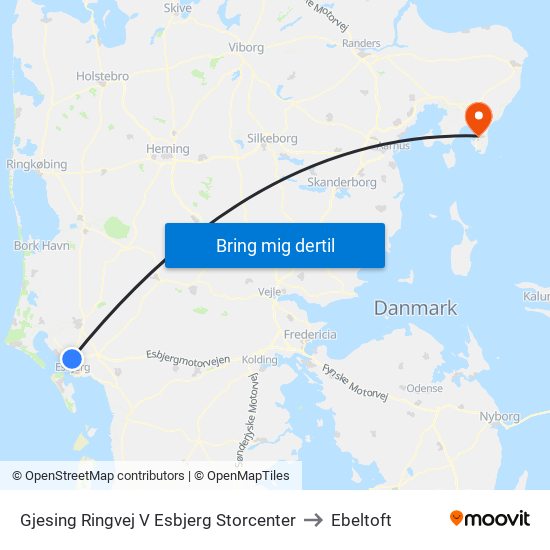 Gjesing Ringvej V Esbjerg Storcenter to Ebeltoft map