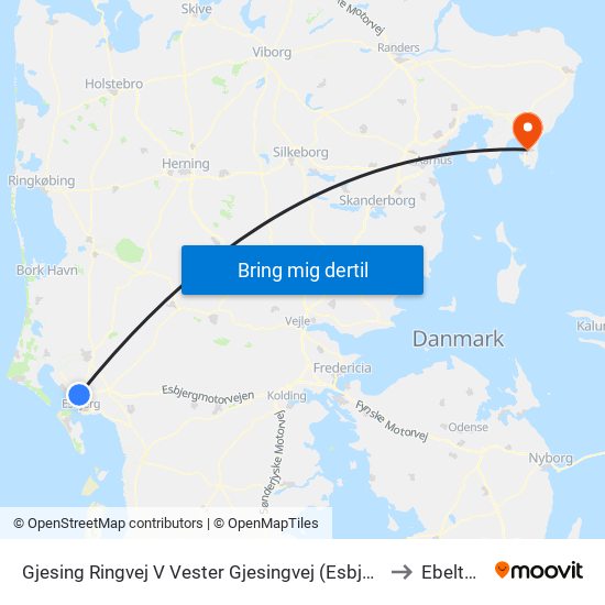 Gjesing Ringvej V Vester Gjesingvej (Esbjerg) to Ebeltoft map