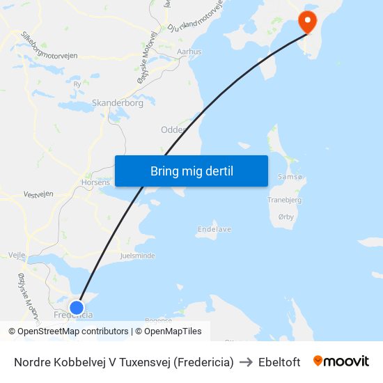 Nordre Kobbelvej V Tuxensvej (Fredericia) to Ebeltoft map