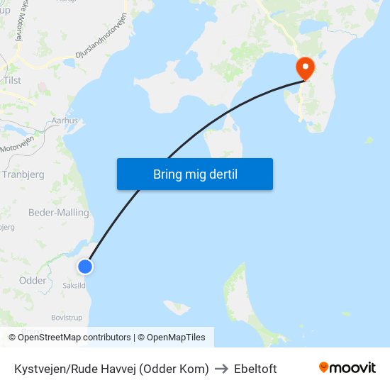 Kystvejen/Rude Havvej (Odder Kom) to Ebeltoft map