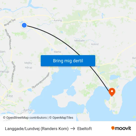 Langgade/Lundvej (Randers Kom) to Ebeltoft map