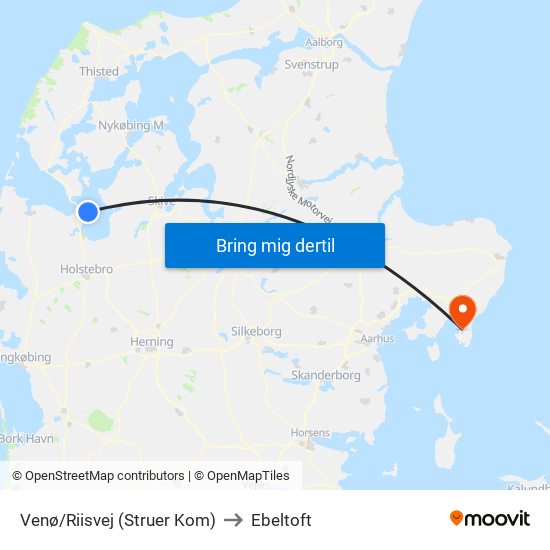 Venø/Riisvej (Struer Kom) to Ebeltoft map