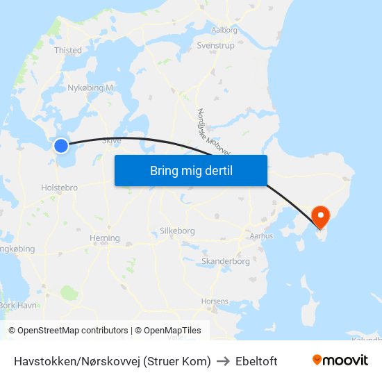 Havstokken/Nørskovvej (Struer Kom) to Ebeltoft map