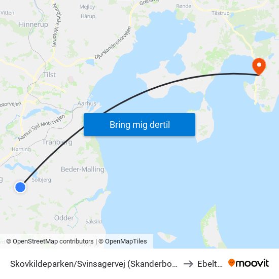 Skovkildeparken/Svinsagervej (Skanderborg Kom) to Ebeltoft map