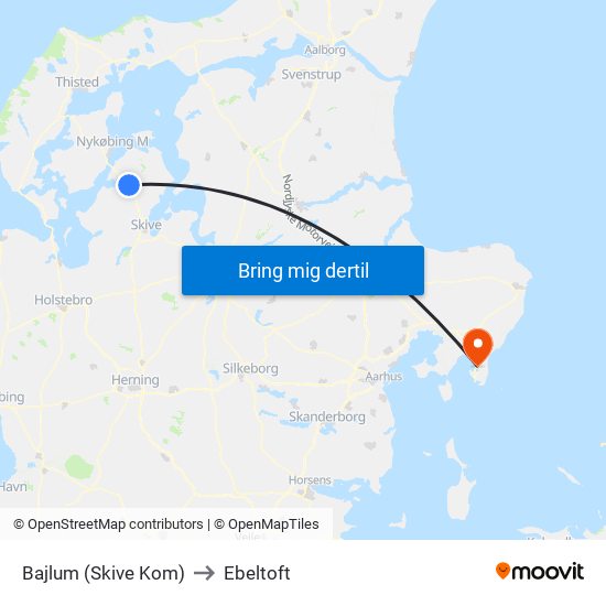 Bajlum (Skive Kom) to Ebeltoft map