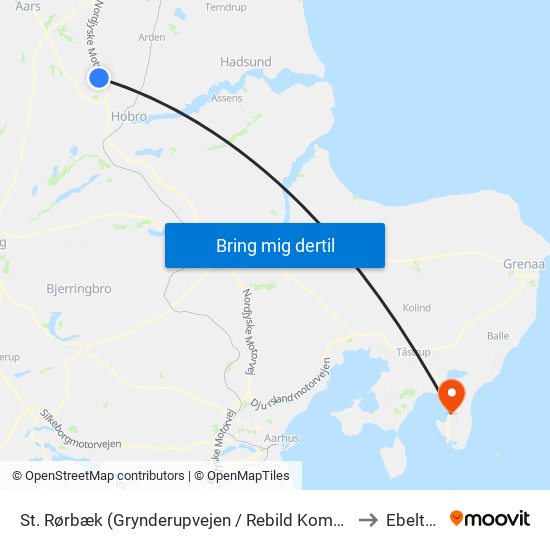 St. Rørbæk (Grynderupvejen / Rebild Kommune) to Ebeltoft map