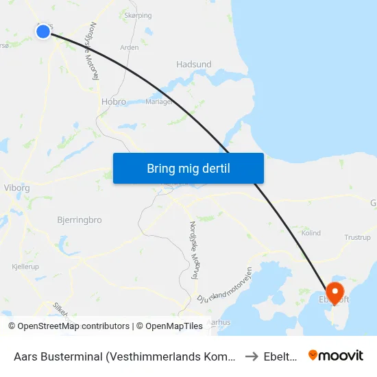 Aars Busterminal (Vesthimmerlands Komm.) to Ebeltoft map