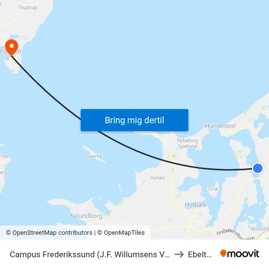 Campus Frederikssund (J.F. Willumsens Vej) to Ebeltoft map