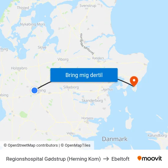 Regionshospital Gødstrup (Herning Kom) to Ebeltoft map