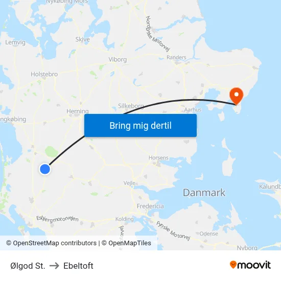 Ølgod St. to Ebeltoft map