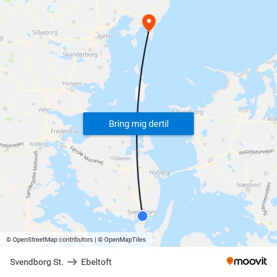 Svendborg St. to Ebeltoft map