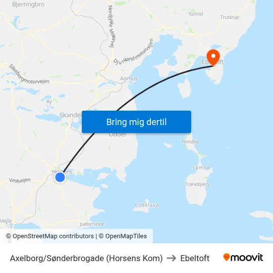 Axelborg/Sønderbrogade (Horsens Kom) to Ebeltoft map