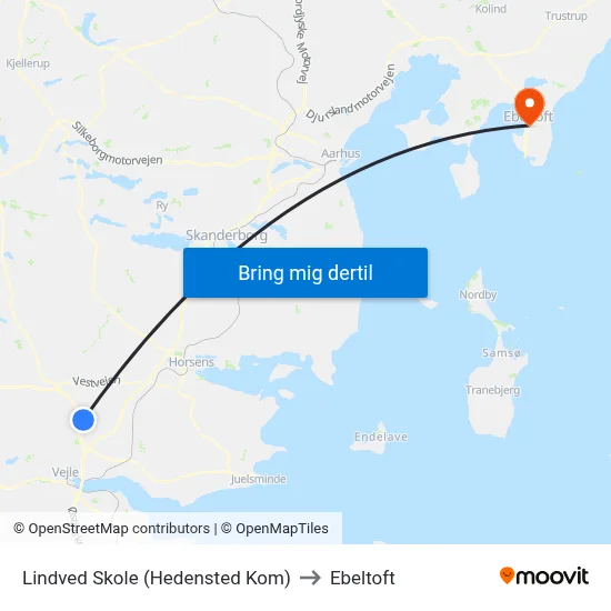 Lindved Skole (Hedensted Kom) to Ebeltoft map