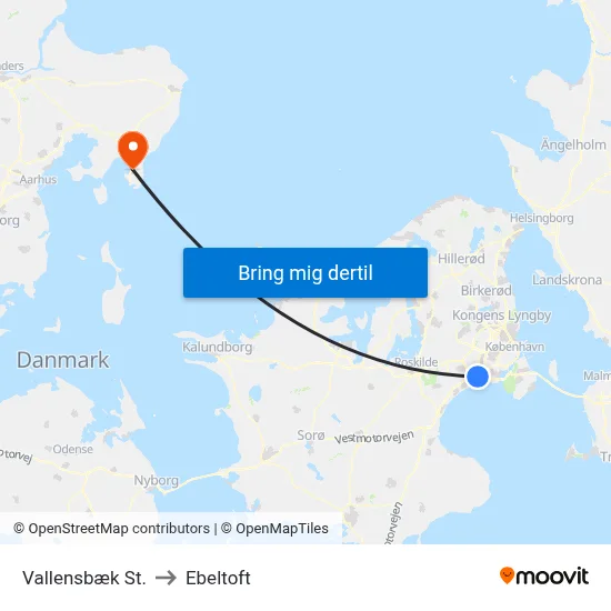 Vallensbæk St. to Ebeltoft map