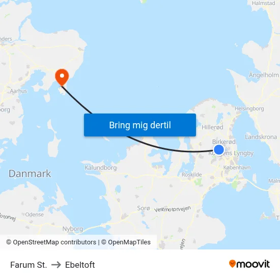 Farum St. to Ebeltoft map