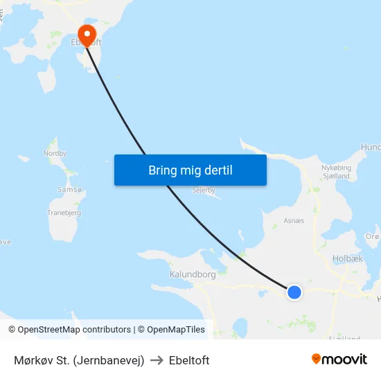 Mørkøv St. (Jernbanevej) to Ebeltoft map