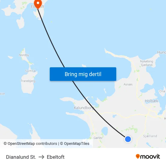 Dianalund St. to Ebeltoft map