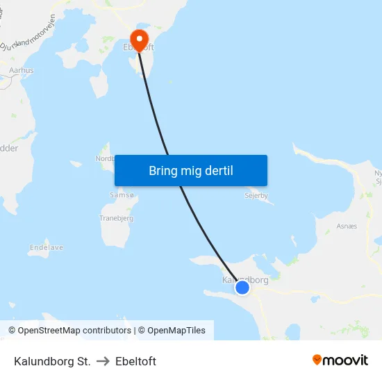 Kalundborg St. to Ebeltoft map