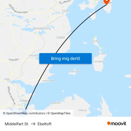 Middelfart St. to Ebeltoft map