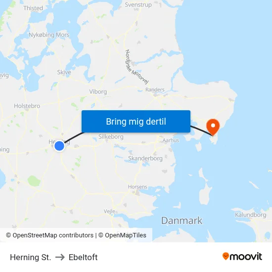 Herning St. to Ebeltoft map