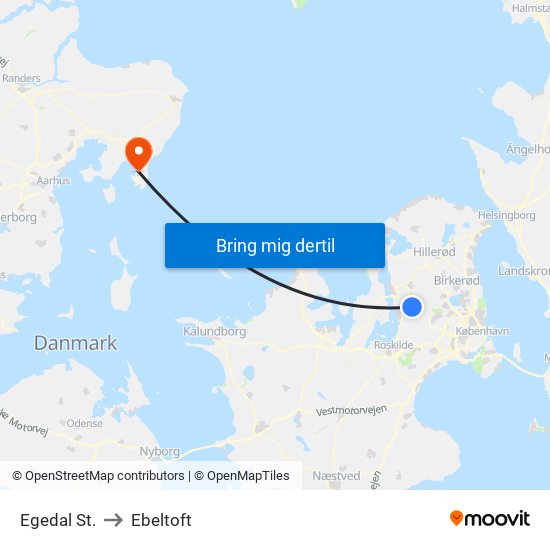 Egedal St. to Ebeltoft map